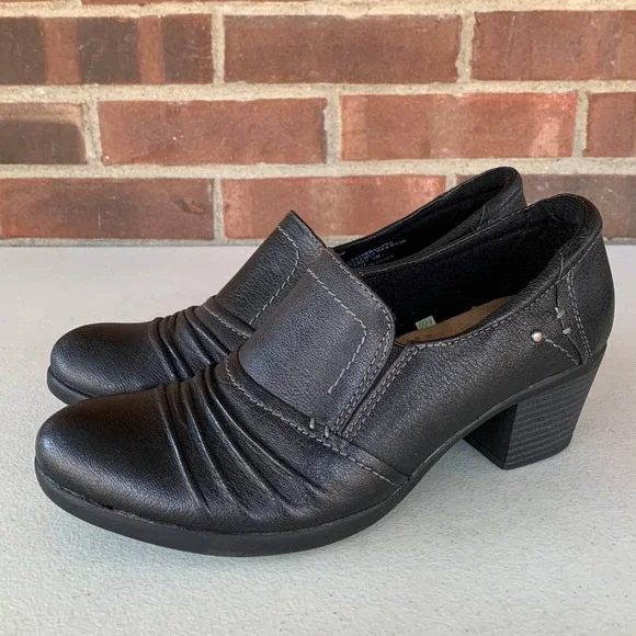 Earth Origins Derby Black Almond-toe Block Heel Slip-on Shooties Women size US 9 - Picture 4 of 9